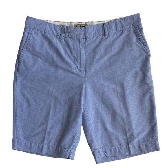 L.L. Bean Favorite Fit Straight Blue Shorts Cotton Size 16 - Picture 1 of 12